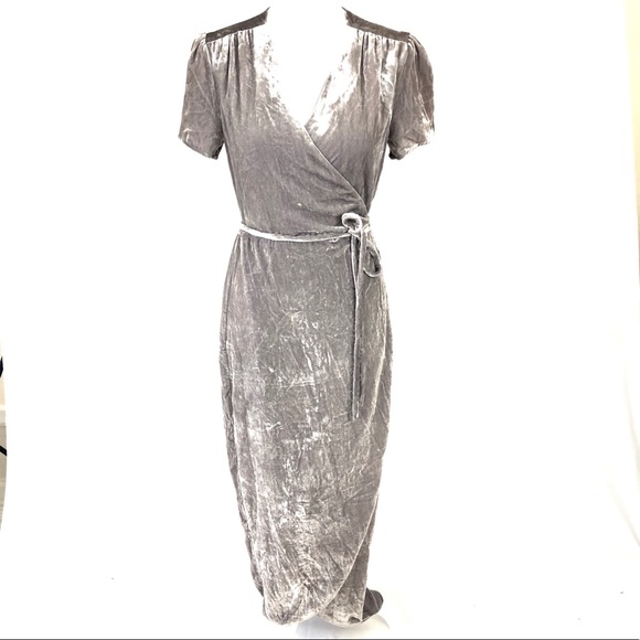 silver velvet wrap dress Who What Wear Woman's Silver Velvet Wrap Dress Sz XS EUC